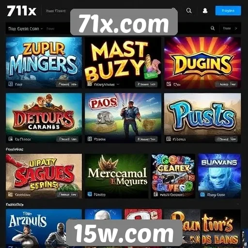Exploração das categorias de jogos disponíveis no 71x.com